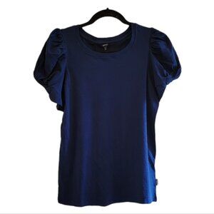 Navy Blue Buffalo David Bitton Women's Twist Puff Sleeve Top